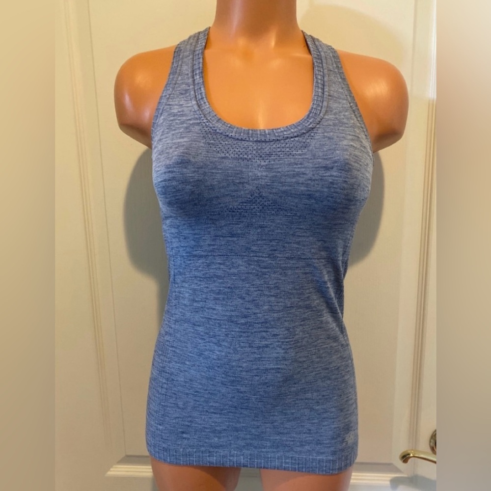 NEW BALANCE Marled Blue Athletic Sport Gym Racer Back Tank Top Small S $40 EUC